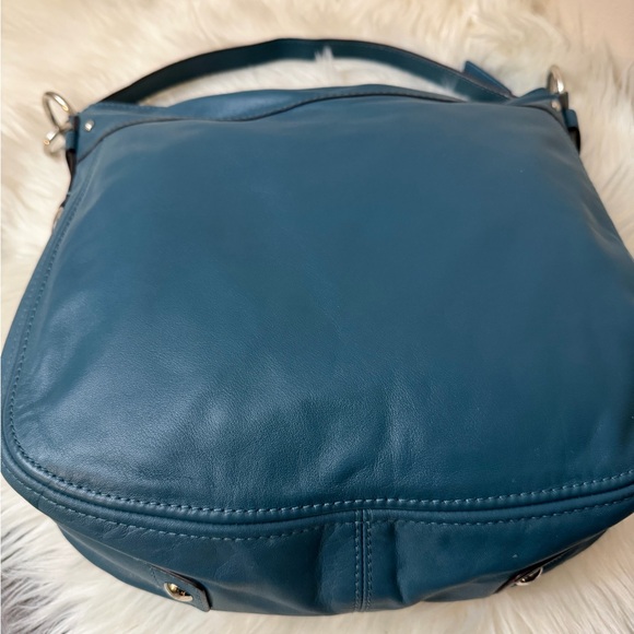 Coach Teal Leather Shoulder Bag# F14706 - Picture 6 of 12